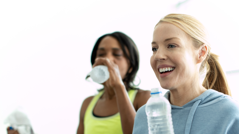 Two women in workout clothes