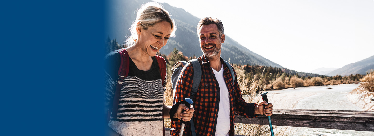 A couple hiking outdoors
