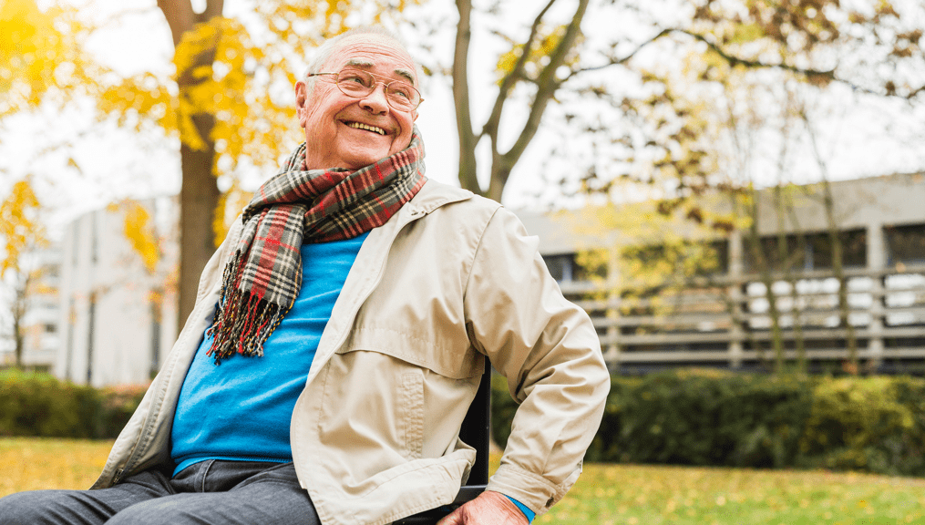 Man in wheelchair in park